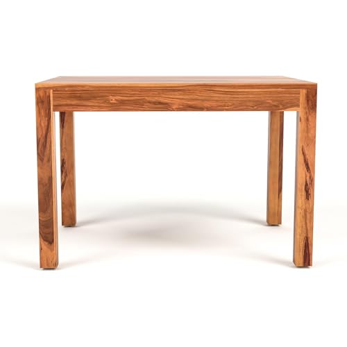 Image of Solid Wood Dining Table Set with Chairs for Living Room Home | Wooden Dining Room Sets Furniture for Hotels & Restaurants - Honey Finish (4 Seater)