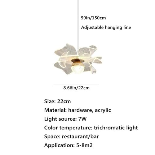 Suspension LED Tricolore à hauteur réglable avec diffuseur acrylique fleur - 3