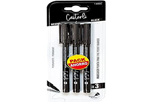 Casterli - Marqueurs permanents Pointe fine 0,4 mm (0,4 mm, noir-3 unités) Cover