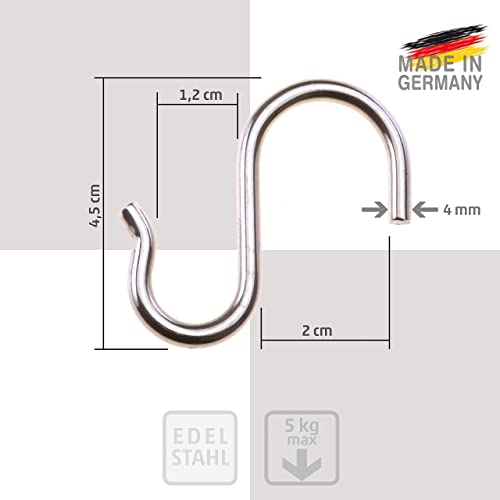4smile S-Haken – 10er Set – Solide S-Haken aus Edelstahl – Funktionale Metallhaken als Haken zum Einhängen – Rostfreie Haken für drinnen und draußen - Image 4