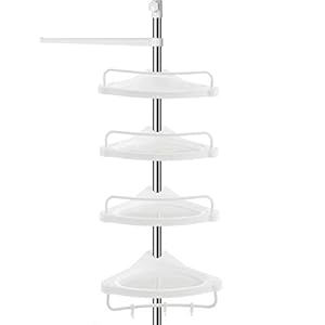 SONGMICS BCB02SW Höhenverstellbares Duschregal Eckregal Weiß-Silbern
