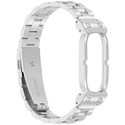 TenCloud Watch Strap with Frame Compatible with Google Fitbit Air Tracker Band Adjustable Stainless Steel Metal