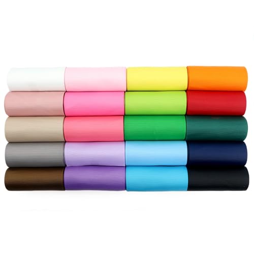 MEEDEE 3 Inch Grosgrain Ribbon 20 Solid Color Assortment 3 X 2 Yard Each Total 40 Yds Per Package Large Grosgrain Thick Ribbons Hair Ribbons for Hair Bow Supplies