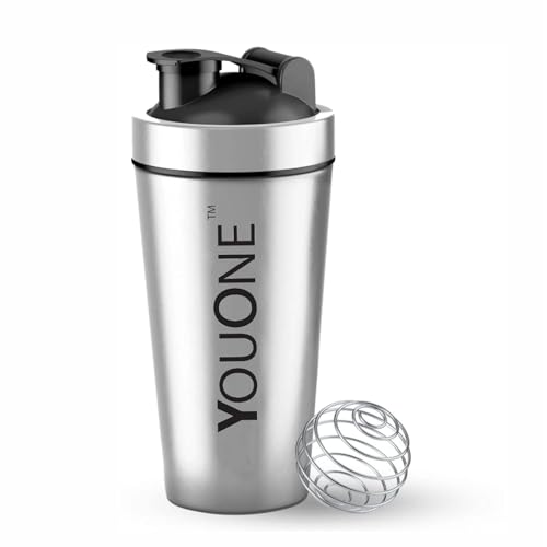 Image of YOUONE Stainless Steel Shaker Bottles For Gym - 100% Leakproof Guarantee, Ideal For Protein, Pre Workout, Bcaas & Water Bpa Free Material