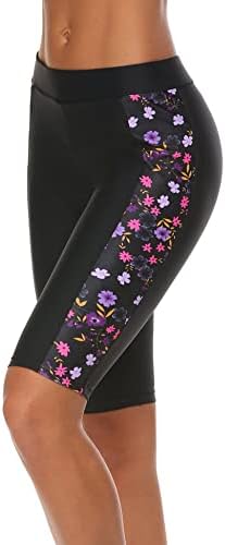 Ekouaer Women's Board Shorts Swim Shorts Active Sport UV Long Bike Shorts(Black L)