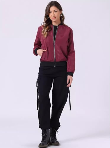 Image of TAGAS Women's Solid Bomber Jacket - Lightweight Zip-Up Stylish Casual Wear - Full Sleeve Windcheater for Girls & Women