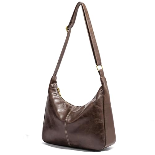 Women's Slouchy Shoulder Bag PU Leather Bag with Adjustable Strap, Vintage Style Large Capacity Handbag Everyday Purse