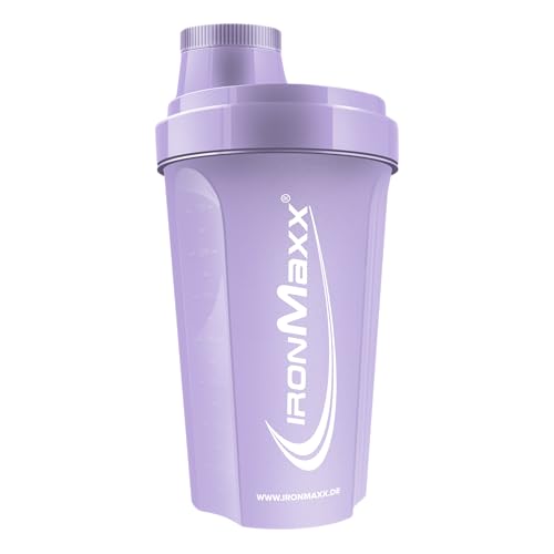 IronMaxx Shaker Protéine Lavande 700 ml – Anti-fuite avec passoire et graduation précise sans BPA accessoire pratique pour la préparation de shakes whey...