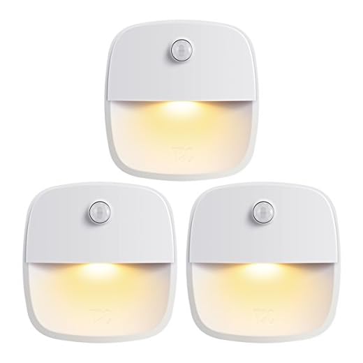 AMIR (Upgraded Version Motion Sensor Light, Cordless Battery-Powered LED Night Light, Wall Light, Closet Lights, Safe Lights for Stairs, Hallway, Bathroom, Kitchen, Cabinet (Warm White - Pack of 3)