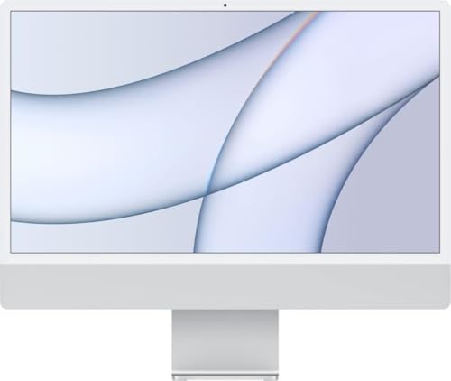 Image of 2021 Apple iMac with Apple M1 Chip with 8-core CPU (24-inch, 16GB RAM, 512GB SSD Storage) (QWERTY English) Silver (Renewed)
