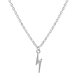 Olbye Thunder Necklace Lightning Bolt Necklace Minimalist Choker for Women Jewelry Gifts Lightning Charm (Silver)