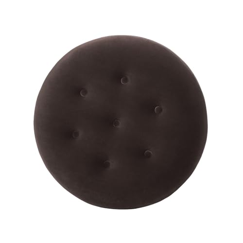 Jennifer Taylor Home Yolanda 24" Round Upholstered Accent Ottoman, Deep Brown Performance Velvet by Jennifer Taylor Home - Image 2