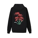 [ZKCASA] パーカー メンズ 長袖 彼岸花 スウェット 柔ら 快適 秋服 大きいサイズ カジュアル おしゃれ ゆったり アウター フード付き プルオーバー シャツ M