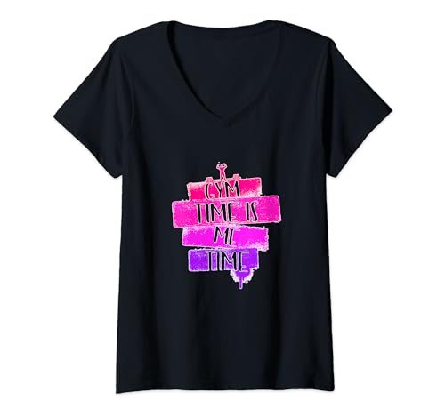 Mujer Gym Time Is Me Time Motivational Workout Passion Camiseta Cuello V