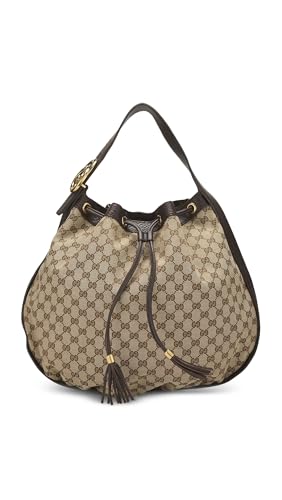 WHAT GOES AROUND COMES AROUND Women's Pre-Loved Gucci Canvas Interlocking Drawstring Large Hobo Bag, Brown, One Size