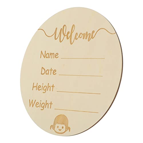 HANABASS Round Wooden Birth Announcement Sign Newborn Name Sign Photo Prop Decor for Capturing Precious Moments and Celebrating Growth