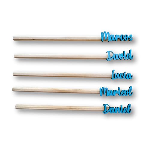 Lápices Personalizados con Nombre – Pack de 5 | Color Azul | Marcasitios para Comuniones, Fiestas y Eventos | Regalo Único para Invitados