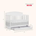 JPMA & Greenguard Gold Certified Dream On Me Storybrooke 5 in 1 Convertible Crib with Under Drawer in White, Made of Sustainable Pinewood, Non-Toxic Water-Based Paint Finish