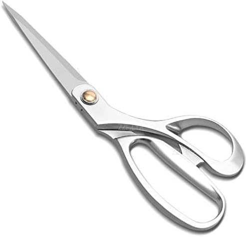 Fabric Scissors 8.5 Inch Heavy Duty Dressmaking Shears Sewing Tailor Scissors, Ultra Sharp All Metal Stainless Steel Craft Household Scissors for Cutting Fabric, Leather, and Raw Materials（Silver）