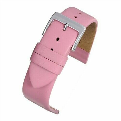 Panda Bobo Leather Watch Strap 18mm, Plain Leather Pattern, Traditional Spring Bar Universal Fitting (Pink)