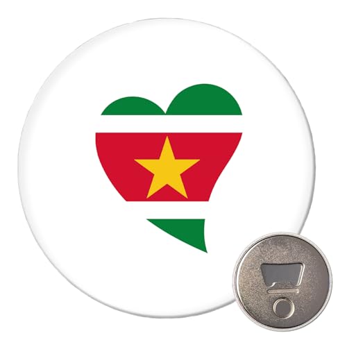 Huuraa Magnet Surinam Flagge Herz 59mm Kühlschrankmagnet r& Flaschenöffner Geschenkidee