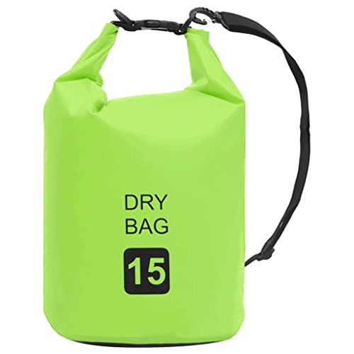 HXUHUWS Durable Waterproof Dry Bag for Boating and Outdoor Adventures, 4 Gallon Capacity, Lightweight PVC, Green and Black
