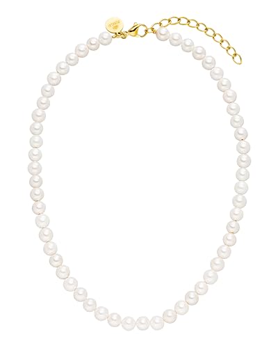 Purelei® Collar de Perlas Blancas - Resistente al Agua de Acero Inoxidable - Joyería de Moda Con Perlas de Mar Para Tu Look Individual - Para Mujer
