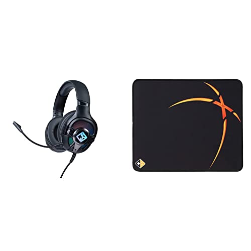 Image of Cosmic Byte Oberon 7.1 RGB Gaming Headset with Dual Input- USB and 3.5mm Jack, Detachable Microphone, 90 Rotatable Earcups (Black) & Equinox Mousepad Speed Edition (L) (32x27x0.3cms)