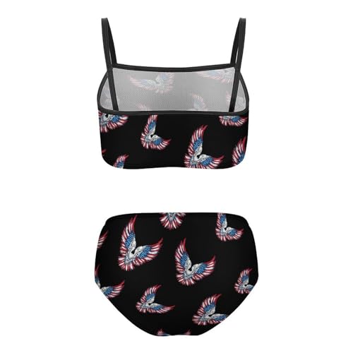 American Flag Angel Wings Girls Swimsuits Two Piece Bikini Sets Beach Sport Swimwear Bathing Suit2