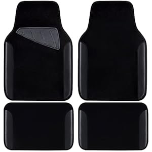 CAR PASS Waterproof Universal Fit Car Floor Mats, Faux Leather Car Carpet Mats, Black Car Mats with Anti-Slip Nibbs Backing & Driver Heel Pad Fit for SUV,Vans,sedans, Trucks,Set of 4pcs(All Black)