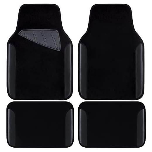 CAR PASS Waterproof Universal Fit Car Floor Mats, Faux Leather Car Carpet Mats, Black Car Mats with Anti-Slip Nibbs Backing & Driver Heel Pad Fit for SUV,Vans,sedans, Trucks,Set of 4pcs(All Black)