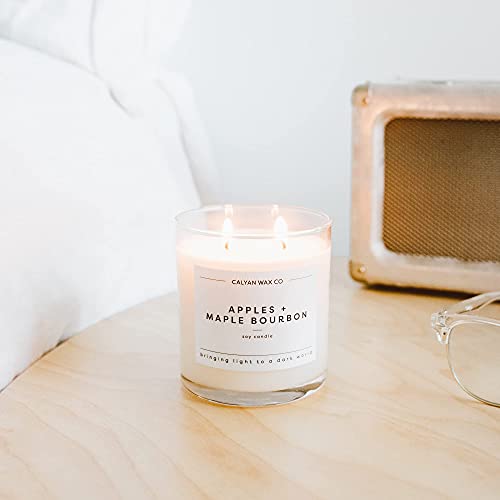 Calyan Wax Co, Apples & Maple Bourbon Scented Candle, 3.5 X 3 Inch, 8.8 Oz, Soy Wax Candle With Phtalate Free Oil, Glass Jar Two Wick Candle #TOP6