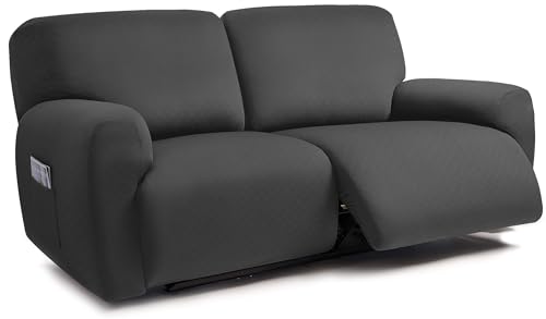 Catálogo para Comprar On-line Salas A Meses Sin Intereses los 10 mejores. 43 ULTICOR Sofá reclinable de Dos plazas Extra Ancho, diseño Jacquard Cuadrado, 190 cm - 254 cm, Funda Extra Ancha para sofá de Dos plazas reclinable de 6 Piezas, Funda Gruesa,...