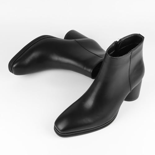 Ankle Boot for Men Heeled High Top Dress Boots Slip on Style PU Leather Dual Side Zipper Taller Shoes2