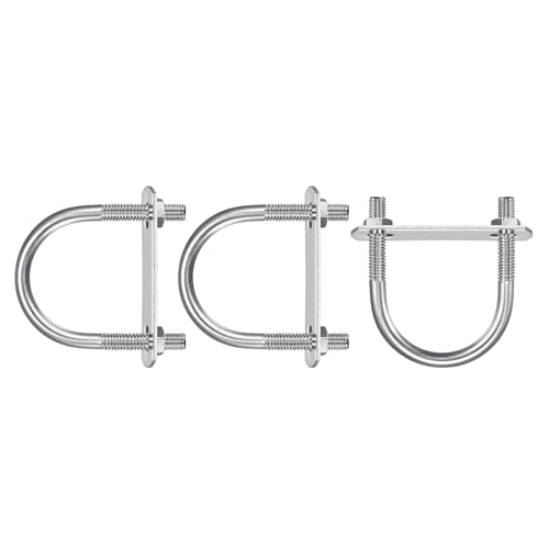 Image of DTGN M6x33x53mm(ThreadxWxL) Round U Bolt - 3Pack - Good for Trailer Pipe Replacement Parts - 304 Stainless Steel U Shape Bolts