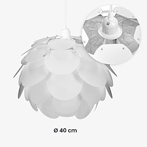 kwmobile DIY Puzzle Lampshade - Jigsaw IQ Lamp Cherry Blossom Flower Light - Easy to Assemble Puzzle Lamp Shade for Home - Dimensions 40cm - White