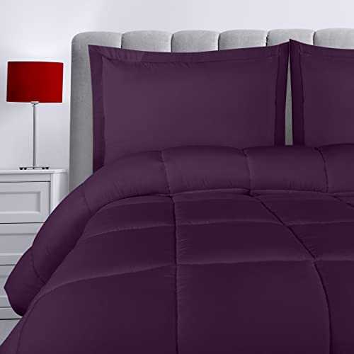 Utopia Bedding King/California King Size Comforter Set With 2 Pillow Shams - Bedding Comforter Sets - Down Alternative Plum/Purple Comforter - Soft And Comfortable - Machine Washable #TOP19