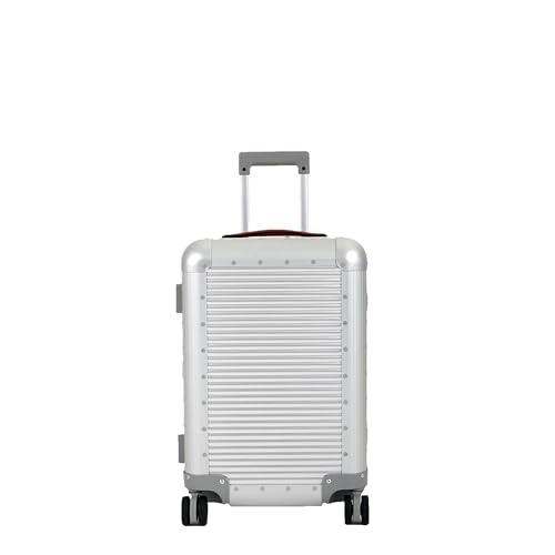 Milano Bank 53, Durable and Luxurious Luggage Made in Italy, 4-wheel Spinner for Smooth Travel, Integrated TSA Lock, Fine Leather Straps, Moonlight Silver, Check-In 21-Inch3