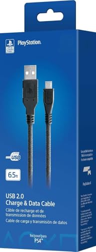 Jurimox Official PS4 Charging Cable for PlayStation 4, Licensed PS4 Controller Charger Cord - Play/Charge/Data Sync Simultaneously (USB A to Micro USB, 6.5FT)