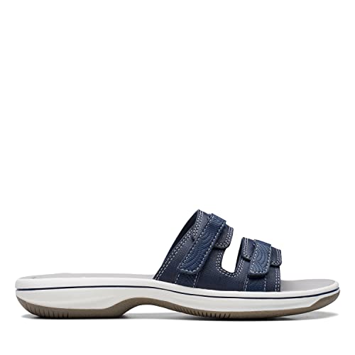 Clarks Cloudsteppers Women's Breeze Piper Slide Sandal, Navy Synthetic, 12 Medium US by Clarks - Used condition - Image 2