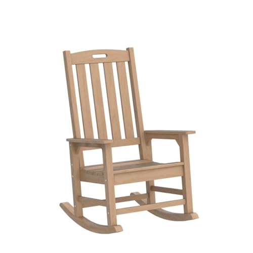 Image of Psilvam Outdoor Rocking Chairs Set of 2, Oversized Porch Rocker (Teak)