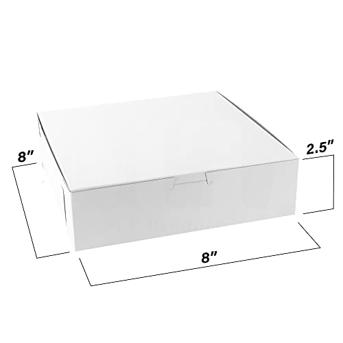 Mt Products White Bakery Boxes No-Window - Size Of 8" X 8" X 2.5" - (15 Pieces) Cookie Boxes - Keeps Pastries Muffins, Donuts, And Cookies - Made In The Usa #TOP2