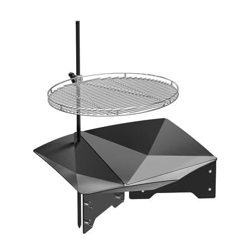 Onlyfire 2in1 Fire Pit with Campfire Grill Grate, Swing Cooking Stand BBQ Grill, Portable Campfire Barbecue Rack for Outdoor Open Fire Cooking Camping, GS303-A