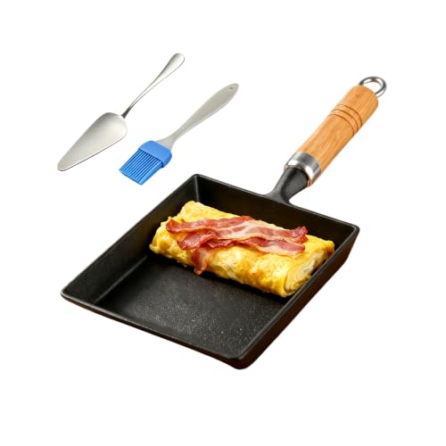 Image of Komost Tamagoyaki Pan, Cast Iron Rectangle Japanese Rolled Egg Omelet Pan, Small Breakfest Sandwich Pan