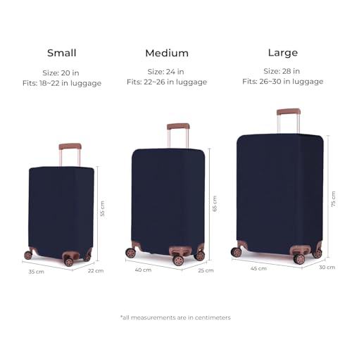 Image of Plain Polyester Suitcase Cover Stretchable Trolley Bag Protective Cover Dust and Scratch Resistant Luggage Cover for Travel (Plain-Navy Blue-M)