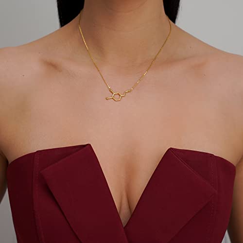 Dopamine Molecule Necklace In 18K Gold-Plated Sterling Silver #TOP1