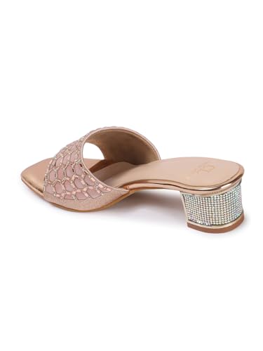 Image of Carlton London Women Stylish Fashion Embellished Ethnic Sandals for Outdoor, Party, Wedding and Holidays with Block Heels