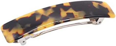 French Amie Oblong Handmade 3.5" Celluloid No Slip Hair Clip Barrette for Women, Made in France (Tokyo Shell)
