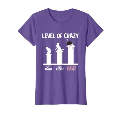 Ostrich Lover Zookeeper Cool Funny Level of Crazy T-Shirt, Women, Purple Heather, X-Small