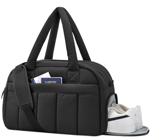 oscaurt Gym Bag for Women Puffer Duffle Bag for Travel Water Resistant Carry On Weekender Overnight Duffel Dance Bag with Shoe Compartment by oscaurt - Used condition - US$15.88